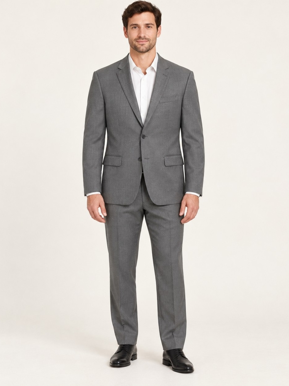 Elie Tahari Men’s Luxury 100% Wool Grey 2-Piece Suit 44R Made in Canada